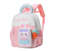 PROTAURI Mochila Infantil Niñas, Mochila Guardería Reflectante con Correa Torácica y Dibujo Animado de Animal, para 2-6 Años, 10 L, Diseño Conejo Rosa