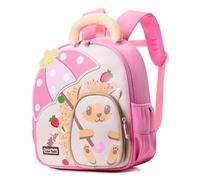 PROTAURI Mochila Infantil Niñas, Mochila Guardería Reflectante con Correa Torácica y Dibujo Animado de Animal, para 2-6 Años, 10 L, Diseño Erizo Lila