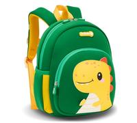 PROTAURI Mochila Infantil Niño 2-5 Años 10.8L, Verde Dino | correa pectoral reflectante impermeable transpirable ergonómico Dinosaurio 3D