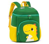 PROTAURI Mochila Infantil Niño 2-6 Años 10.6L, Dino Verde | correa pectoral reflectante impermeable ligero transpirable ergonómico Dinosaurio 3D DIN A4