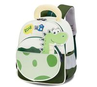 PROTAURI Mochila Infantil Niño 2-6 Años 11L Dino, Verde | correa pectoral reflectante impermeable ligero transpirable ergonómico DIN A4 Dinosaurio 3D