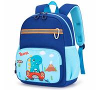 PROTAURI Mochila Infantil Niño 3-7 Años 9L, Dino Design | correa pectoral reflectante impermeable ligero transpirable ergonómico DIN A4 Outdoor silbato Dinosaurio 3D Animal Silbato