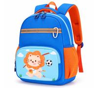 PROTAURI Mochila Infantil Niño 3-7 Años 9L, León Design | correa pectoral reflectante impermeable ligero transpirable ergonómico DIN A4 Outdoor silbato Diseño Animal Silbato