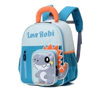 PROTAURI Mochila Infantil Niños, Mochila Guardería Reflectante con Correa Torácica y Dibujo Animado de Animal, para 2-6 Años, 10 L, Diseño Dinosaurio Azul