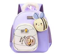 PROTAURI Mochila Infantil para Niña, Mochila Guardería con Correa Para el Pecho, Mochila Bebé Pequeña Repelente al Agua y Ligera, 2-5 Años, Morado