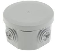 Protec Caja de conexiones Airbox IP55 Ø70x42mm blanca con 4 entradas laterales Ø4/14/16/20mm, boquilla bi-inyección, resistencia al impacto IK07, temperaturas de -40°C a +100°C, tapa con clip
