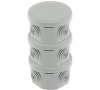 Protec Caja de conexiones Airbox IP55 Ø70x42mm set de 3, blanca, 4 entradas Ø4/14/16/20mm, boquillas bi-inyectadas, resistencia al impacto IK07, temperaturas de -40°C a +100°C, tapa con clip