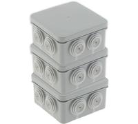 Protec Caja de conexiones Airbox IP55 IK07, juego de 3, 80 x 42 mm, blanca, 4 entradas Ø4/14/16/20 mm, boquilla bi-inyección, tapa con clip, resistencia de -40 °C a +100 °C