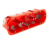 PROTEC, caja de empotrar No Airbox Multimat 3 postes P50mm, gris/rojo, polipropileno, entradas Ø16/20/25mm, norma NF EN 60670-1:2005, RE2020, divisiones 10-23mm, temperatura -15°C a +60°C