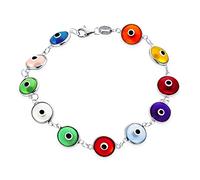 Protección Buena suerte Amuleto Turco Translúcido Cristal Perla Evil Eye Pulsera para Mujeres Adolescente Amarillo 14K Chapado en Oro.925 Plata Esterlina Azul Verde Blanco Rosa Negro Multicolor 7