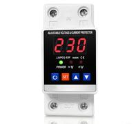 Protección contra sobretensiones y bajo voltaje con pantalla LCD, ajustable 140 V-300 V, 40 A/63 A, retardo de reinicio automático, fusible de riel DIN para uso doméstico y comercial (40 A)