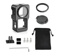 Protección de aleación de aluminio para carcasa de acción 2 marco de metal para jaula de carcasa + filtro de lente y tapa para cámara de acción 2