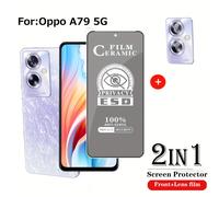 Protección de Piel para Oppo A79 5G, Vidrio Templado Cerámico de Privacidad + Protector de Lente, Anti-Espionaje, Anti-Mirada, Anti-Huellas, Película
