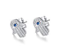Protección del ojo malvado Hamsa Hand of Fátima Pendiendo para mujeres Acero inoxidable Zirconia Cúbica Hipoalergénica Daidty Mejor amigo Joyería de la suerte Día de San Valentín novia