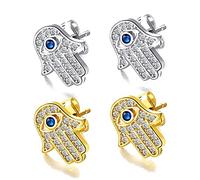 Protección del ojo malvado Hamsa Hand of Fátima Pendiendo para mujeres Acero inoxidable Zirconia Cúbica Hipoalergénica Daidty Mejor amigo Joyería de la suerte Día de San Valentín novia