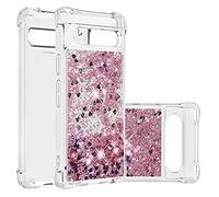 Protección del teléfono Estuche con purpurina compatible con Google Pixel 7A Estuche compatible con Mujeres Niñas Girly Sparkle Liquid Luxury Floating Quicksand Transparente Soft TPU Phone Case acceso