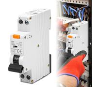 Proteccion Interruptor Automático 30mA (RCBO) FI/LS magnetotermico 16A Protección de Circuito Tipo A 1P+N, Protección contra Corriente de Fuga, 6000A, 240V, Protección contra Sobrecarga y Fugas