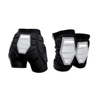 Proteccion para Caderas De Esquí Pantalones Cortos Acolchados Protectores 3D con protección for glúteos, de EVA y Silicona, Rodilleras for Ciclismo, Snowboard Patinaje(Black Shorts and Kneepads,XXL)