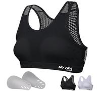 Proteccion Pecho Mujer Boxeo - Racerback Shock Absorber Sujetador con Malla Transpirable, Copas Extraíbles, Sujetador Boxeo para Artes Marciales y Running (FR/ES, Letras, L, Regular, Regular, Negro)