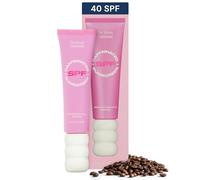 Protección solar mineral con cafeína, SPF 40, protector solar facial sin fragancia, sin revestimiento blanco, no graso, loción protectora solar ligera que se arruga, enrojecimiento y