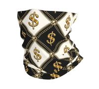 Protección Solar Polainas de Cuello, Bufanda Facial Cadenas de Oro con símbolo de dólar a Cuadros, Negro y Blancos Protección UV Calentador de Cuello para Ciclismo Hombre Yoga