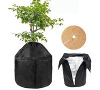 Protección Térmica para Macetas 50x45cm,Con Disco de coco de Fieltro Ø 43cm,Protector Térmico para Plantas,Protectores Térmicos para Macetas,Funda para Plantas para Invierno,Con Cremallera (Negro)