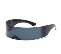 Protección UV Einteilige Sonnenbrille mit silbernem Spiegel für Damen und Herren, A1, Talla única