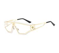 Protección UV Neue Trend Fashion Rock Punk Retro Custom de una pieza UV400 Metall PC Designer M?nner Frauen Sonnenbrille, Trans dorado, Talla única