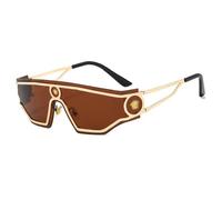 Protección UV Neue Trend Fashion Rock Punk Retro Custom de una pieza UV400 Metall PC Designer M?nner Frauen Sonnenbrille, Camiseta dorada, Talla única