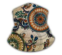 Protección UV Polainas de Cuello, Sombreros Composición étnica de Hermosas Hojas Circulares con Mandalas y Flores. Protección Solar Cuello Pañuelo para Pesca Deportes Adulto