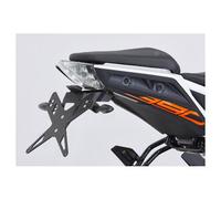 Kit de soporte de matrícula PROTECH que incluye reflector y placa de acero inoxidable ligero/aluminio recubierto de polvo negro, negro
