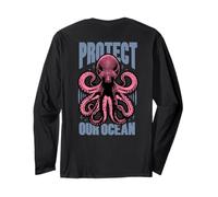 Protect Our Ocean Octopus Conservation Backprint Manga Larga