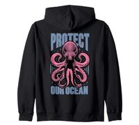 Protect Our Ocean Octopus Conservation Backprint Sudadera con Capucha