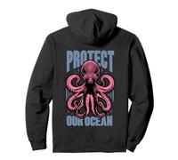 Protect Our Ocean Octopus Conservation Backprint Sudadera con Capucha