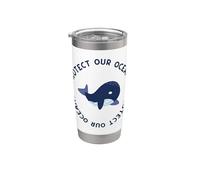 Protect Our Oceans Orca Ballena Regalo Hombres Mujeres Niños Niñas Vaso térmico de acero inoxidable de doble pared
