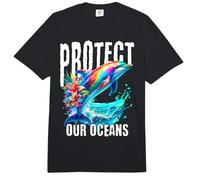 Protect Our Oceans Rainbow Dolphin Eco Awareness Art Comfort Colors Adult Heavyweight T-Shirt