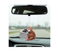 Protect Punch The Monkey Car Rear View Mirror Pendant,CuteMonkey Holding Plush Toy Hanging Ornament,2D Acrylic Team Punch Monkey Car Pendant,Funny MonkeyOrnament for Auto Interior Decoration