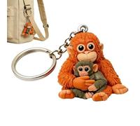 Protect Punch The Monkey Keychain,Cute Monkey Holding Plush Toy Hanging Keychain for Backpack Purse Car Keys Gift