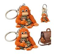 Protect Punch The Monkey - Llavero 3D con diseño de mono de peluche, llavero colgante para mochila, bolso, llaves de coche, regalo, naranja, Talla única