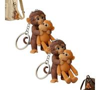 Protect Punch The Monkey - Llavero 3D, lindo llavero de peluche con diseño de mono ponchado, llaveros para mochila, style2, Talla única