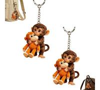 Protect Punch The Monkey - Llavero 3D, lindo llavero de peluche con diseño de mono ponchado, llaveros para mochila, style3, Talla única