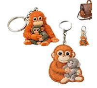Protect Punch The Monkey - Llavero de peluche con diseño de mono ponchero, llavero colgante de felpa para mochila, monedero, llave de coche, 2 unidades., Non-Custom