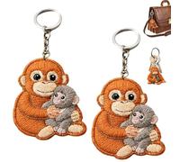 Protect Punch The Monkey - Llavero de peluche con diseño de mono ponchero, llavero colgante de felpa para mochila, monedero, llave de coche, Bordado, 2 unidades, Non-Custom