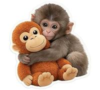 Protect Punch the Monkey Sticker - Cute Monkey Holding Plush Toy, Waterproof Vinyl Decal for Laptop, Water Bottle, Phone, Car, and Room Decor (Sytle B,10PC)