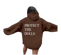 Protect The Dolls - Sudaderas con capucha de gran tamaño para mujer, ajuste holgado, gráfico casual, con capucha, a la moda, vintage, occidental, con capucha, estética, linda, para mujer, Workou Thin