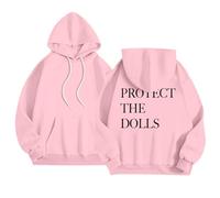 Protect The Dolls - Sudaderas con capucha para mujer 2025 a la moda de campo con capucha Y2K, sudaderas casuales con capucha Workou Preppy Cool Cute Western Fall Backwoods Essential Ladies Funny, rosa