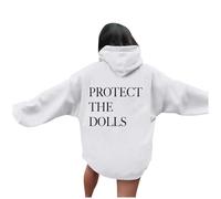 Protect The Dolls - Sudaderas de gran tamaño para mujer, diseño gráfico de moda con capucha, trajes de otoño, suéteres casuales con capucha divertidos, ajuste holgado, suave, 2025, liso, comodidad Y2K