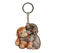 Protect The Love Punch Llavero de mono, con material de madera, 7 cm, llavero de animal con punzón de madera, dije para bolso de mono, diseño adorable, para billetera, mochila, bolso, decoración de