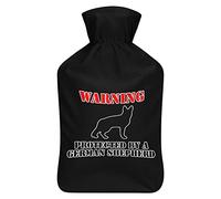 Protected By German Shepherd - Botella de agua de goma con cubierta de felpa suave, bolsa de agua caliente para invierno, manos y pies, protección contra el frío, 1000 ml