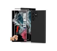 Protective Silicone Case for Samsung S22 Ultra - High Resistance - Black + 2 3D Tempered Glass Screen Protectors